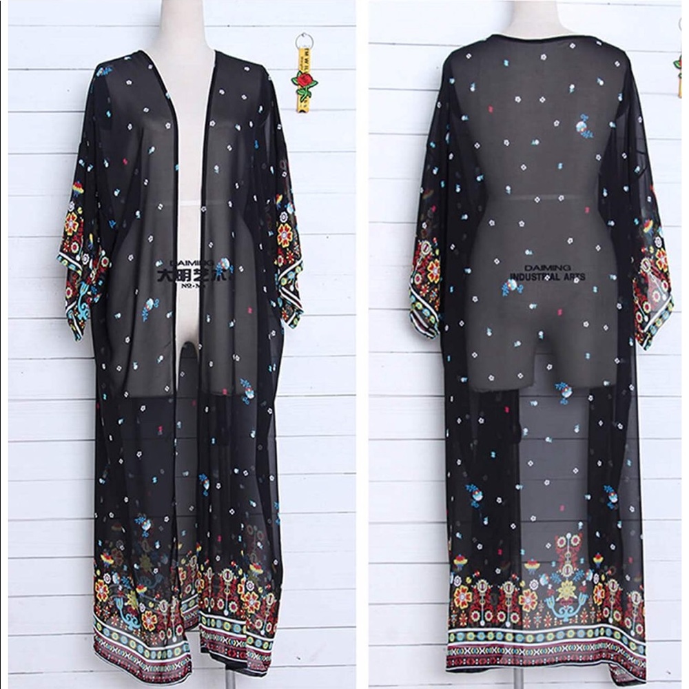 NWT LONG FLORAL BEACH COVER UP, ONE SIZE 6-18